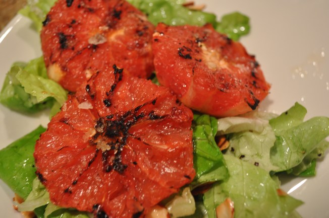 Grilled grapefruit on salad